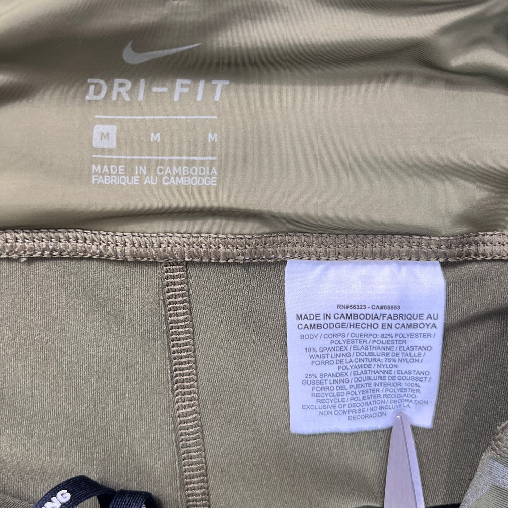 Nike Dri-Fit Olive Geometric Print Leggings Women's Medium High Rise Activewear - Picture 4 of 8